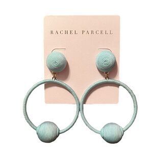 NWT Rachel Parcell Threaded Blue Hoop Dangle Statement Earrings